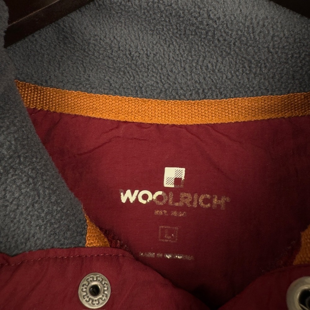 Woolrich Mens L Burgundy Quarter Snap Fleece Pullover Outdoor Sweater - Picture 6 of 11